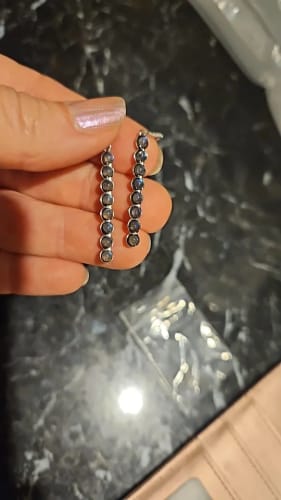 Customer photo review of Labradorite Vertical Earrings