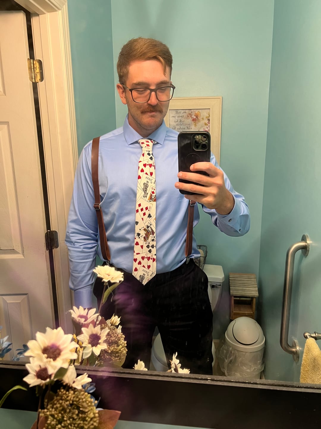 Customer photo review of Dark Brown Vegan Leather Suspenders