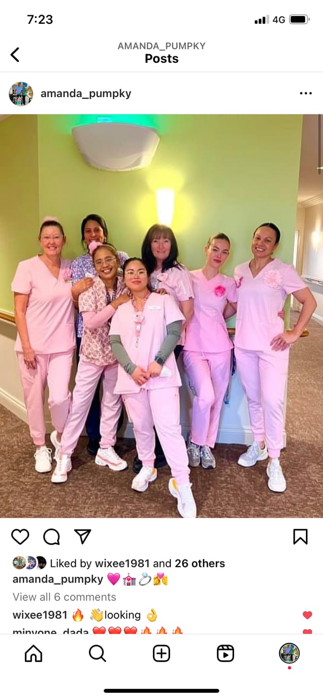 Customer photo review of ELIZABETH Two Pocket Scrub Top (Original SLTECH™ fabric) - Powder Pink