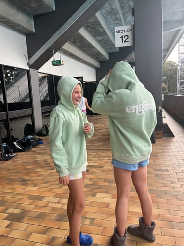 Customer photo review of Womens Fleece Short Script Embroidery Logo