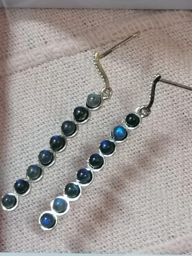Customer photo review of Labradorite Vertical Earrings