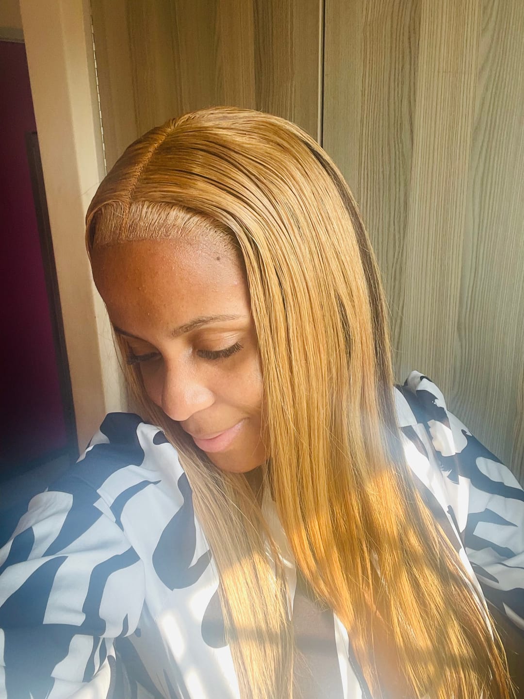 Customer photo review of 20 inch Blonde Colored Lace Front Wig