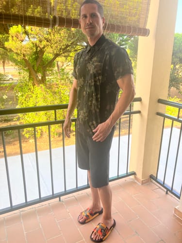 Customer photo review of Chemise de plage décontractée en coton à manches courtes pour hommes