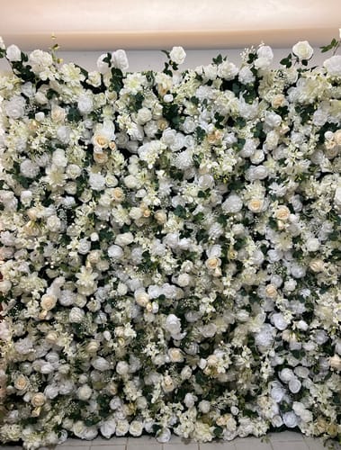 Customer photo review of Luxury Wedding Champagne & White Rose Fabric Flower Wall Party Decor
