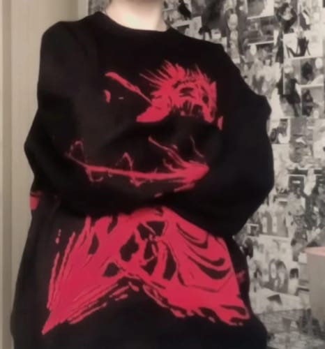 Customer photo review of Choso Blood Manipulation Loose Knit Sweater