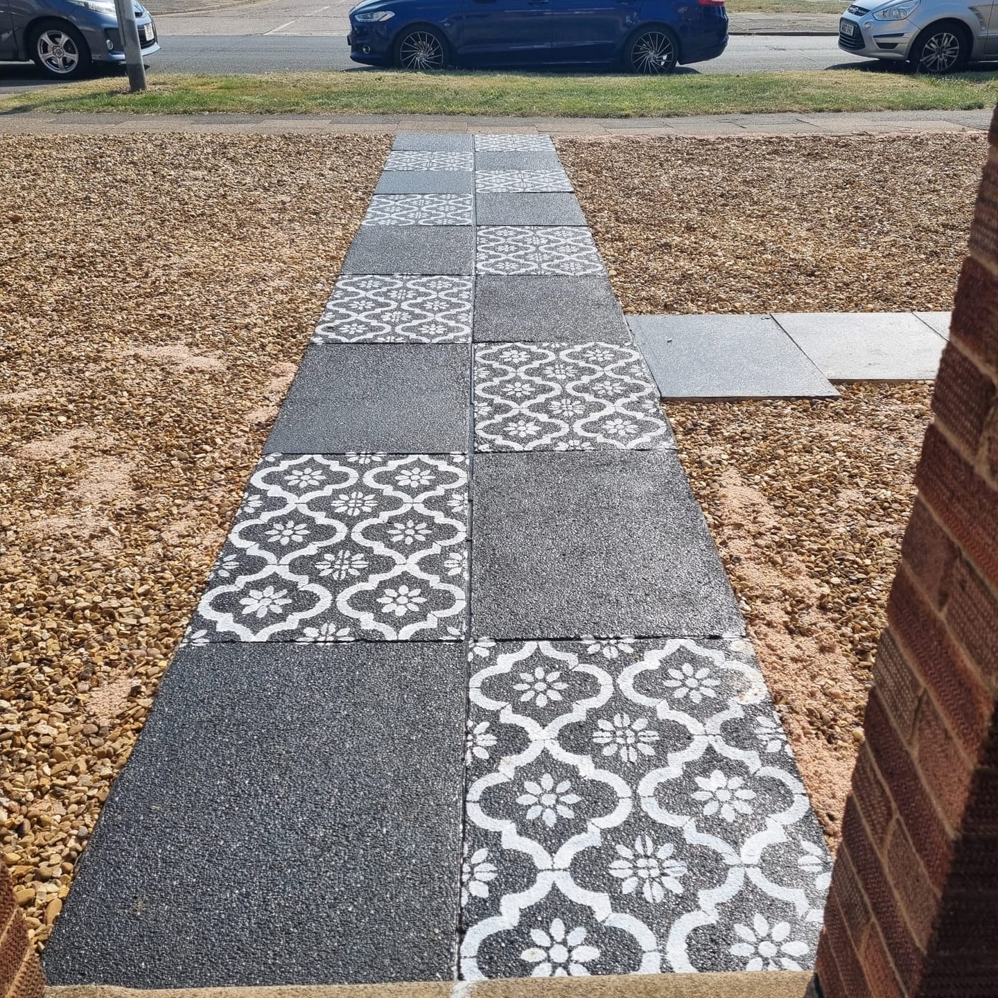 Customer photo review of Jannah Patio Stencil - Rectangle Slabs