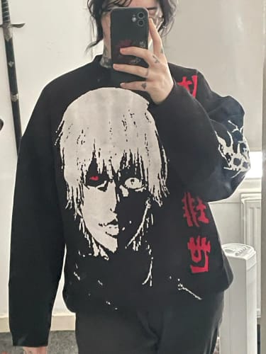 Customer photo review of Ken Kaneki Loose Knit Sweater