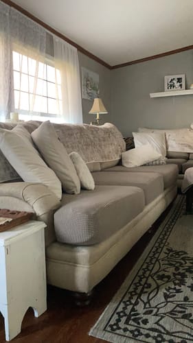 Customer photo review of Stretch Jacquard T-Shape Cushion Covers T Cushion Sofa Slipcover