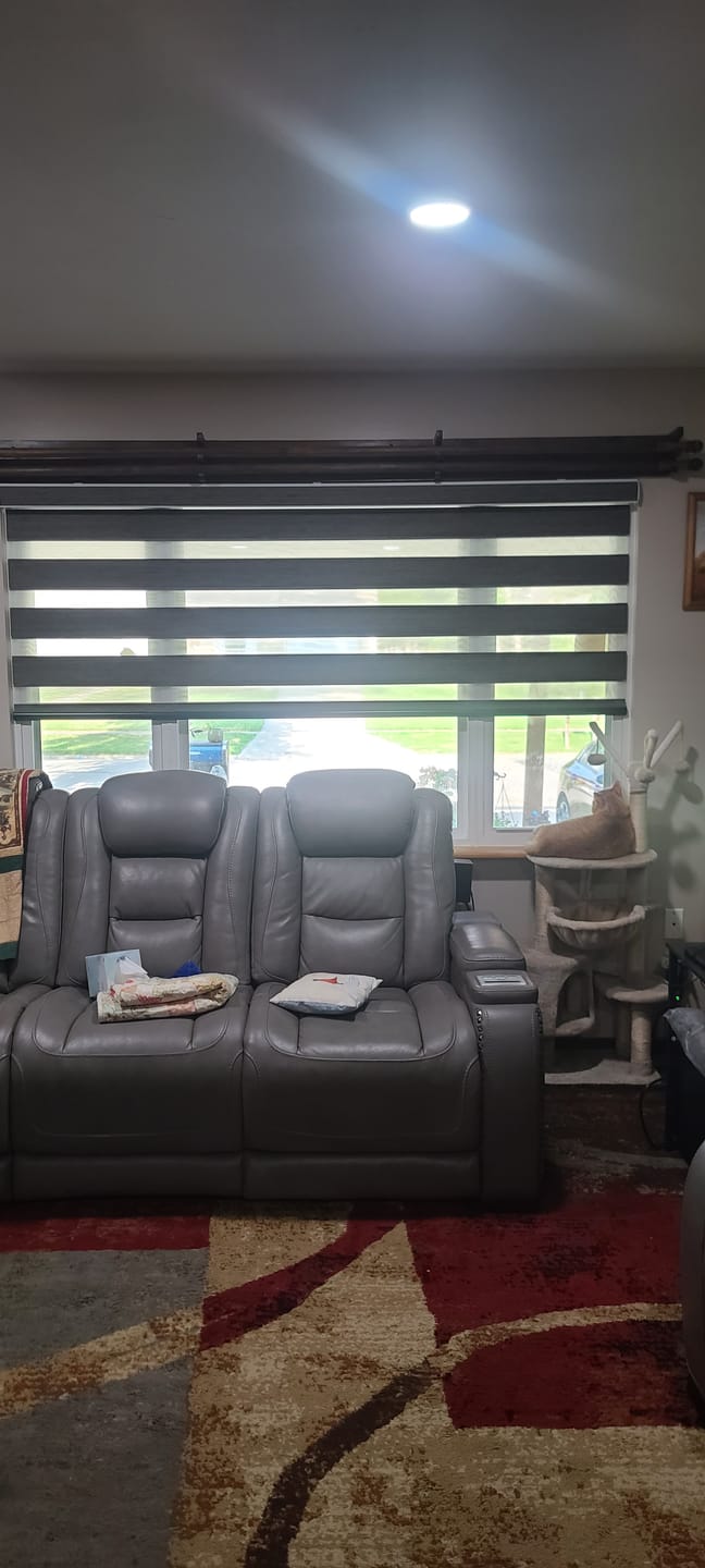 Customer photo review of SmartWings Motorized Zebra Shades 85% Blackout 95mm Ingrid