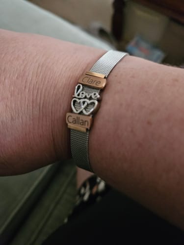 Customer photo review of Mesh charm double heart silver