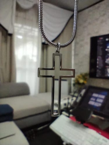 Customer photo review of Hollow Cross Necklace