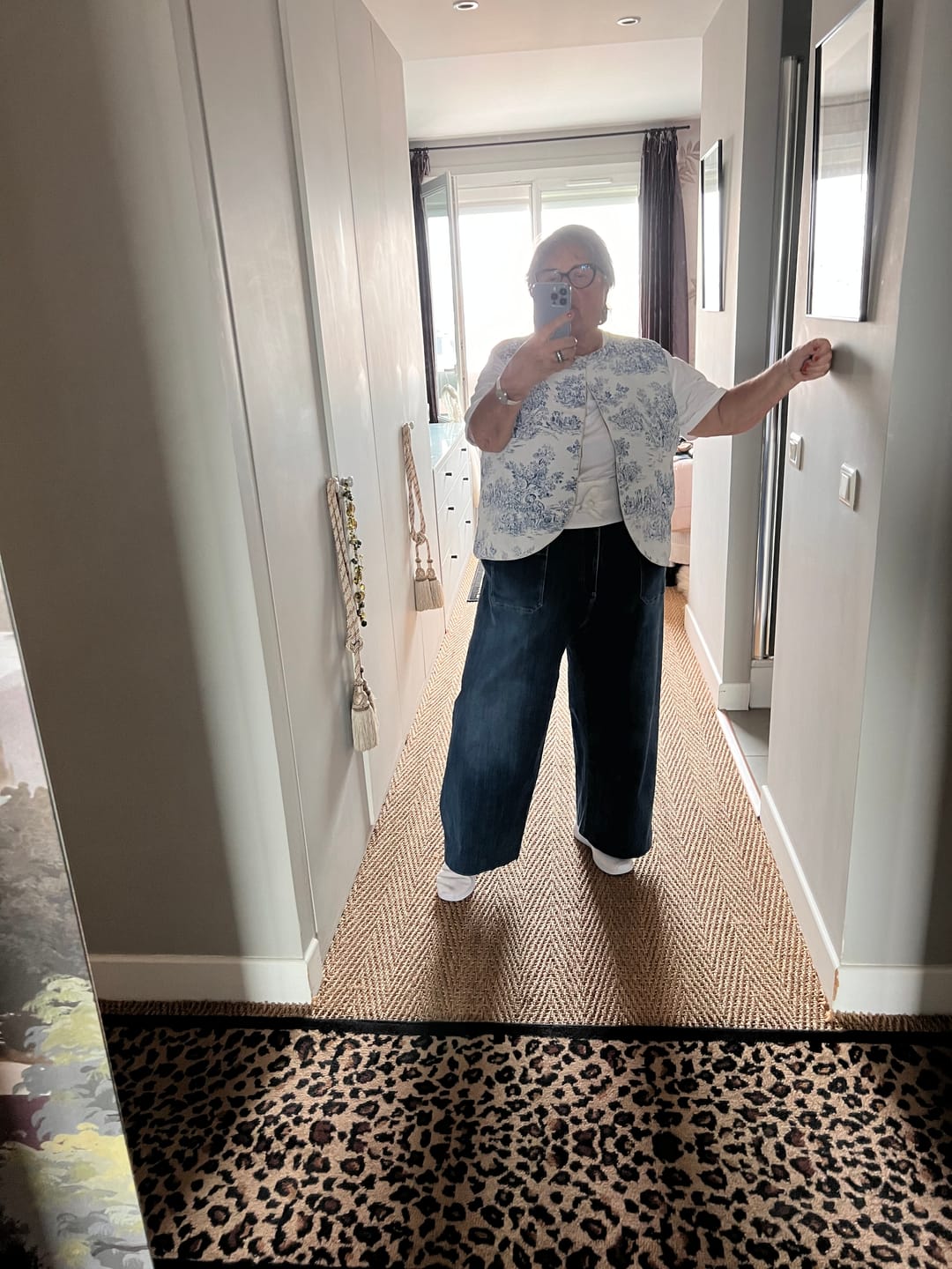 Customer photo review of Veston Gaston en jacquard toile de Jouy / lin indigo