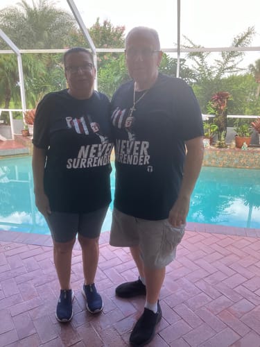 Customer photo review of Never Surrender T-Shirt
