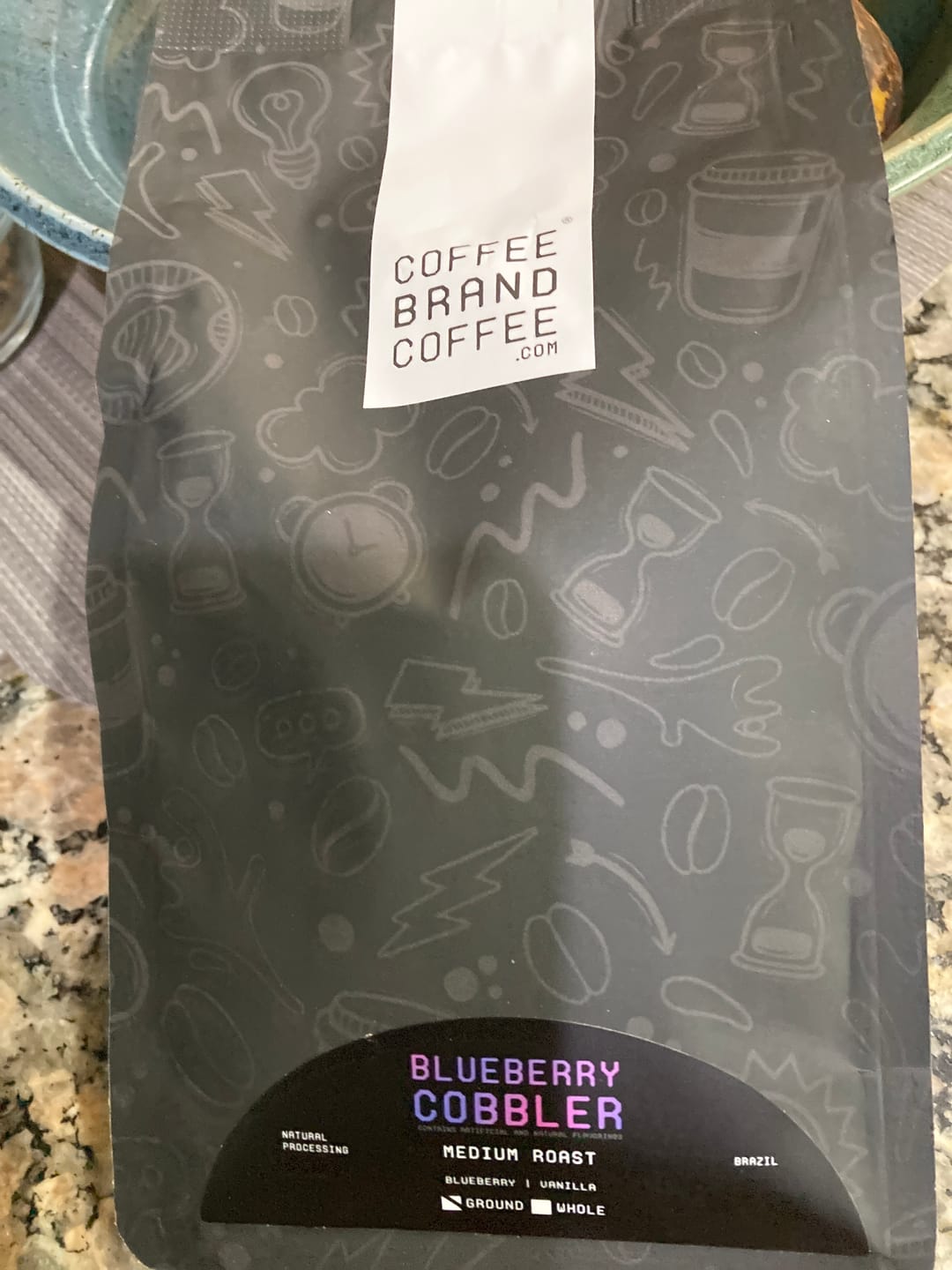 Customer photo review of Blueberry Cobbler Flavored Coffee