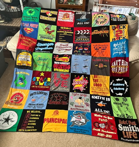 T-shirt quilt featuring road runners by Becky from TX