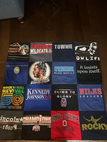 T-shirt quilt featuring arizona wildcats, springboro blue devils by Jeremy from MD