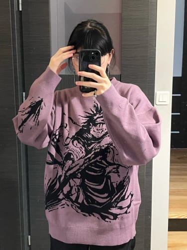 Customer photo review of Choso Blood Manipulation Loose Knit Sweater