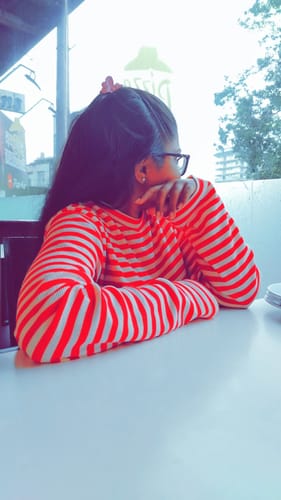 Customer photo review of Candy Cane Crop Pullover
