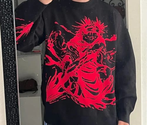 Customer photo review of Choso Blood Manipulation Loose Knit Sweater