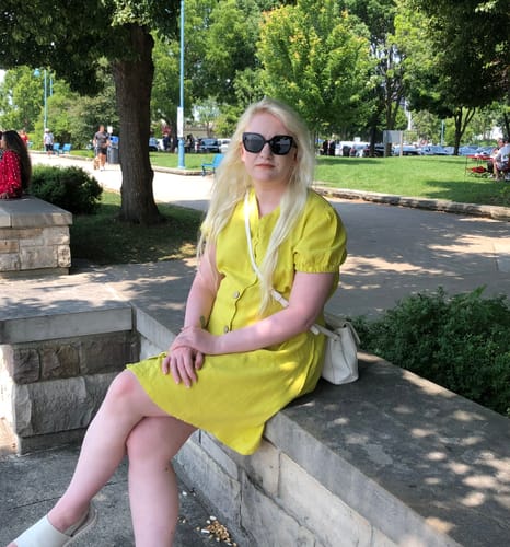 Customer photo review of Puffed Sleeves Linen Dress