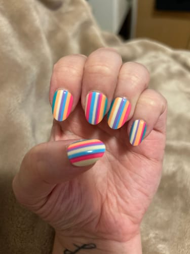 Customer photo review of Stripetease Press On Nails (24PC)