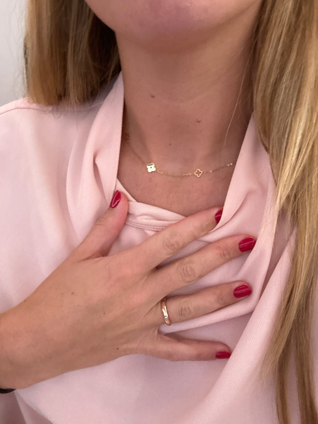 Customer photo review of Multi Clover Necklace