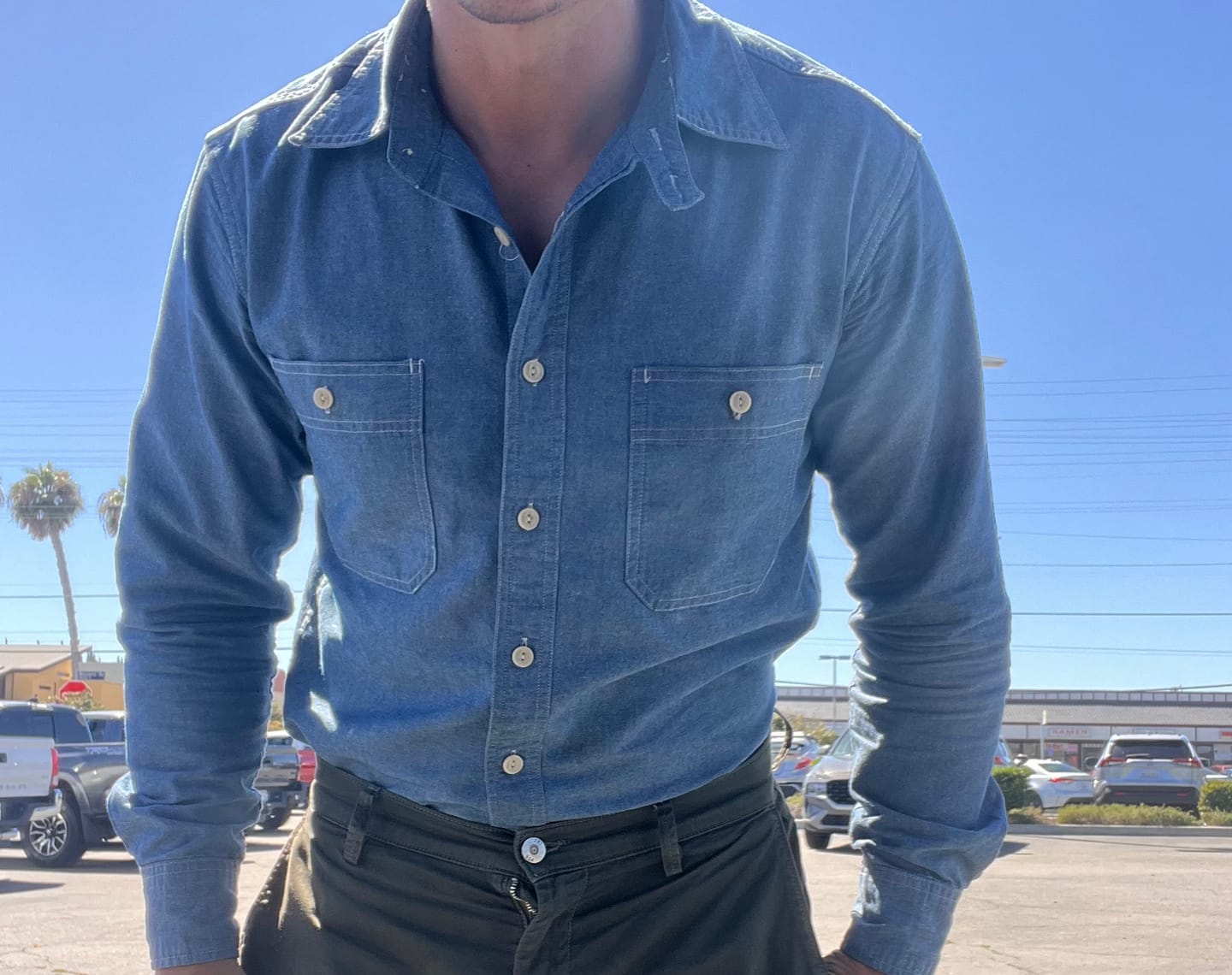 Customer photo review of Blue Chambray Work Shirt