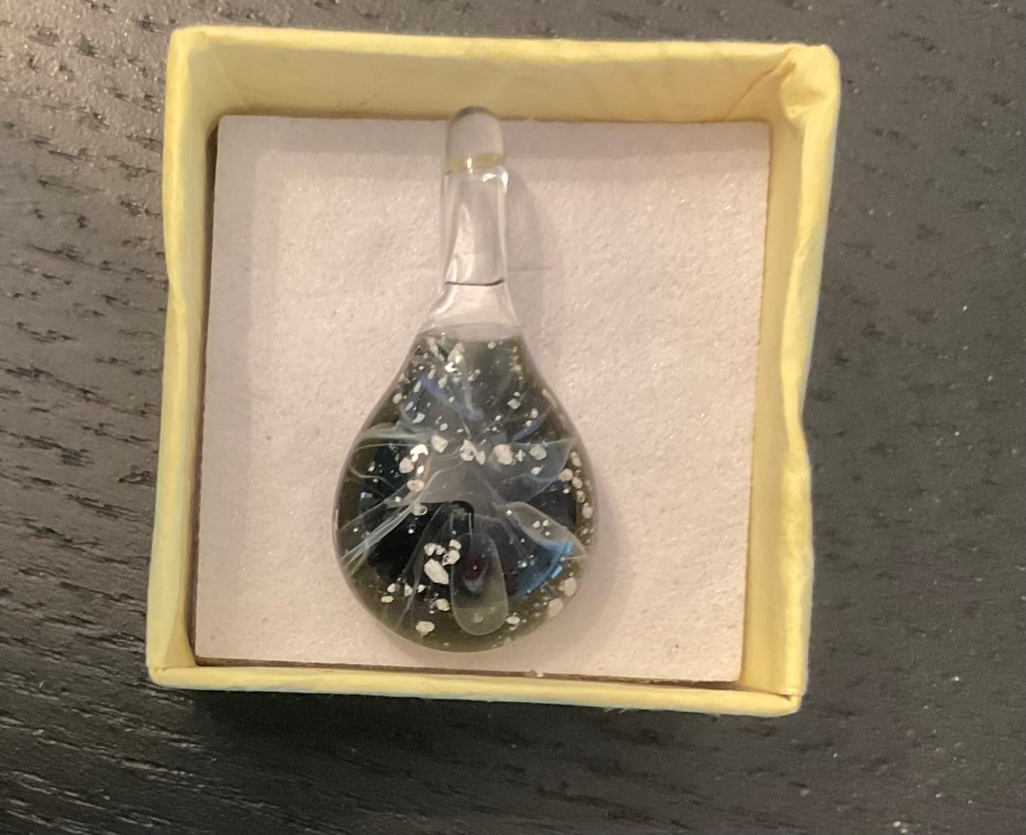 Customer photo review of Ghost Pendant with Infused Cremation Ashes