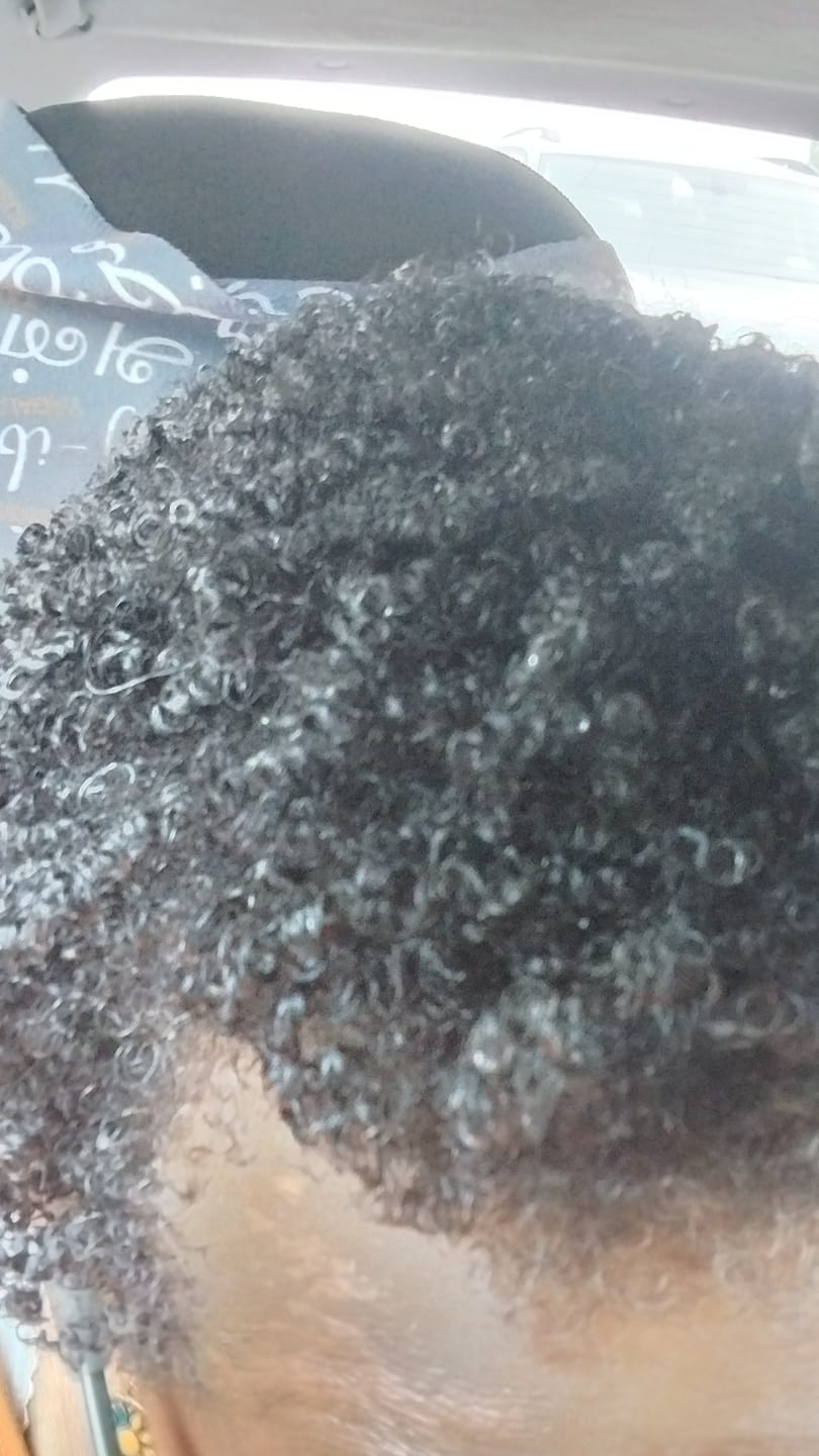 Customer photo review of Curly Hair Wash and Go System with Organic Jojoba Oil for Moisturizing Hair with Lavender Fragrance (Step 1 - 4)