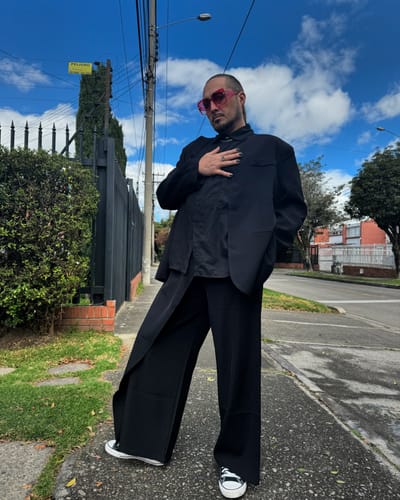 Customer photo review of Vintage Collarless Blazer and Wide-leg Pants Two-piece Set