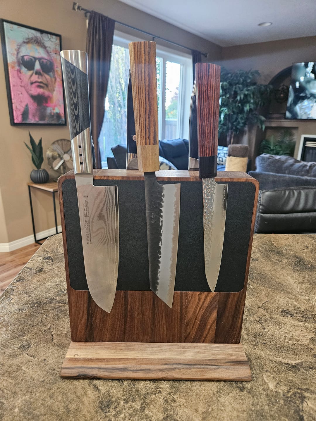 Customer photo review of Knife Block - Walnut & Leather