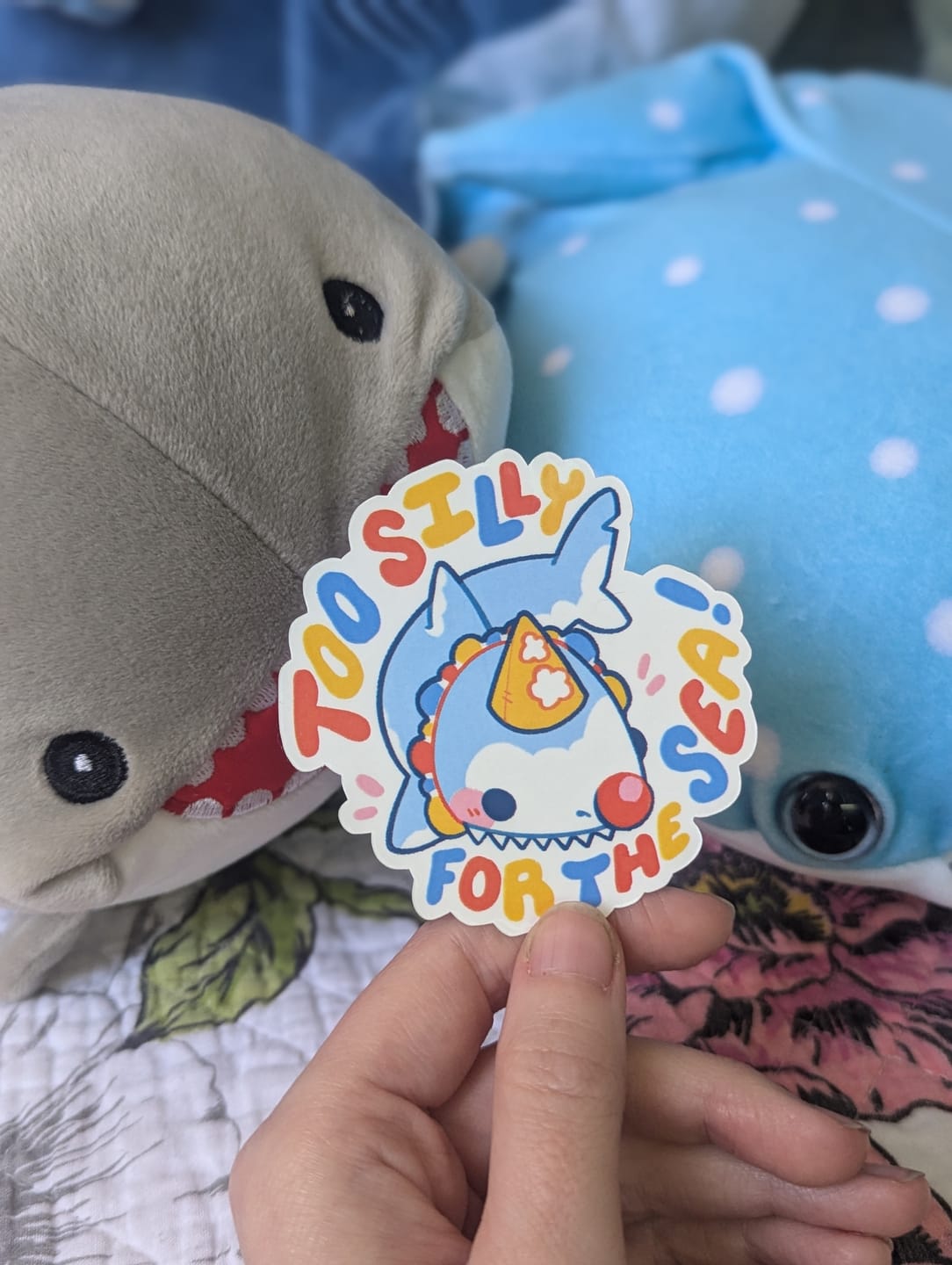 Customer photo review of Too Silly for the Sea Clown Shark Sticker