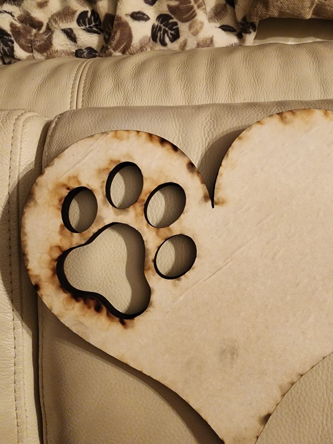 Customer photo review of Unfinished Wood Pawprint Heart Shape | Valentine's Day | Pet | DIY Craft Cutout | Up to 46"