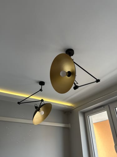 Customer photo review of Plafon ustawny 35cm, lampa sufitowa, ścienna czarna, złota 1xE27, Aldex (Melos) 808PL/G1/Z
