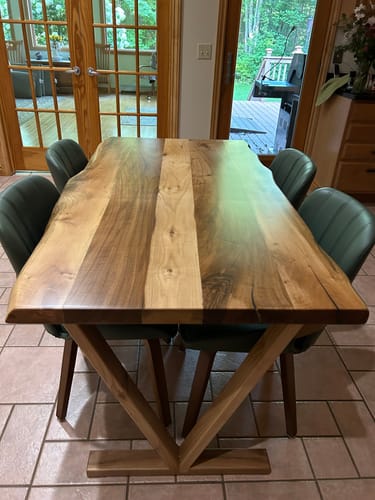 Customer photo review of Long Wooden Dining Table - Live Edge Wood Farmhouse Kitchen Table