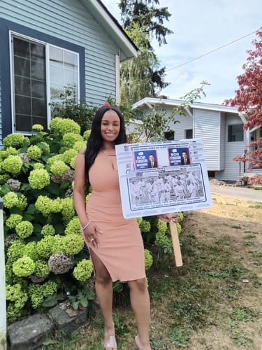Customer photo review of Bob Ferguson For Washington Governor Yard Sign - Coroplast 2024 Governor Elections Race Red White & Blue Yard Sign with Metal H-Stake