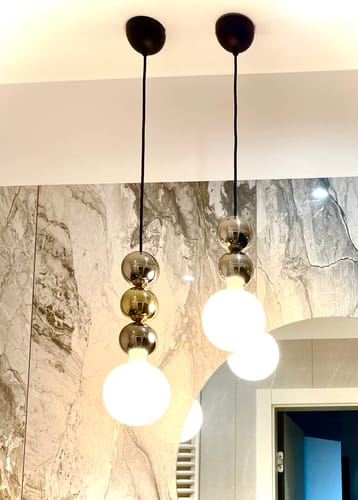 Customer photo review of Nowoczesna lampa wisząca do salonu - dwie kule - stal, mosiądz (1xE27) (Bola 2) Loftlight
