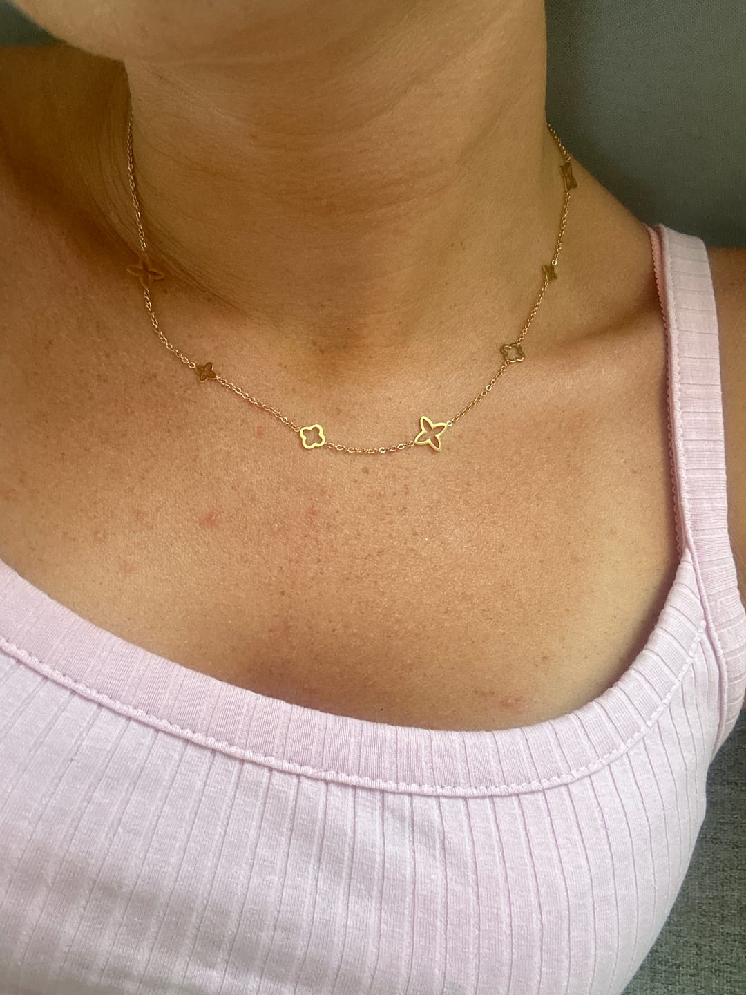 Customer photo review of Fancy Clover Kette | 18K vergoldet