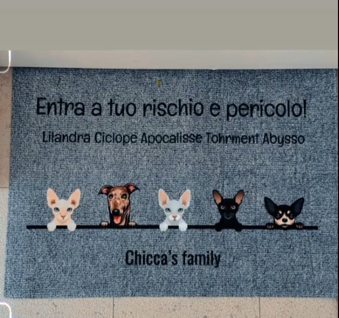 Customer photo review of Tutti i miei amici pelosi - Zerbino personalizzato