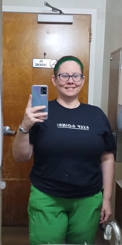 Customer photo review of Keep Going; 100 Reasons To Stay Alive (includes a back-print!) - T-Shirt