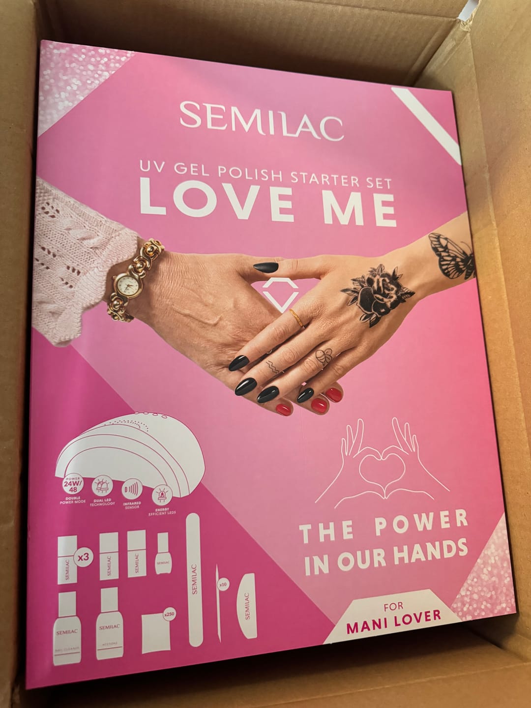 Customer photo review of Semilac UV Gel Polish Starter Set LOVE ME