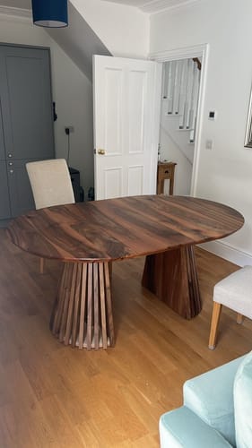 Customer photo review of Vivien Extendable Round Dining Table in Darker Walnut