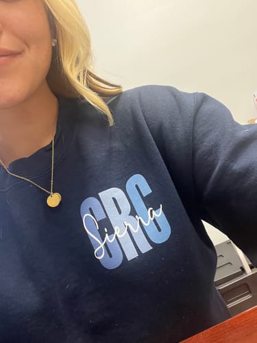 Customer photo review of Personalized Sweatshirt | Blue or Pink Certifications