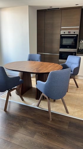 Customer photo review of Vivien Extendable Round Dining Table in Darker Walnut
