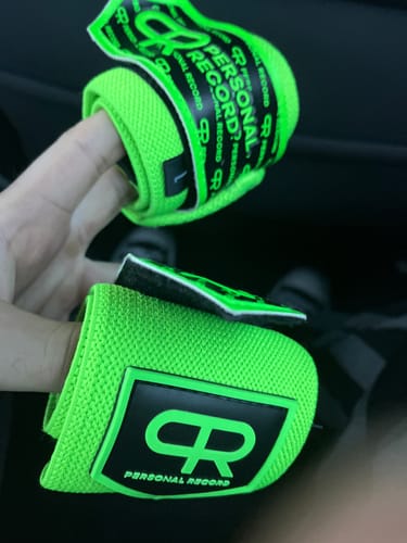 Customer photo review of Personal Record Heavy Duty Premium Wrist Wraps PR901 - Neon