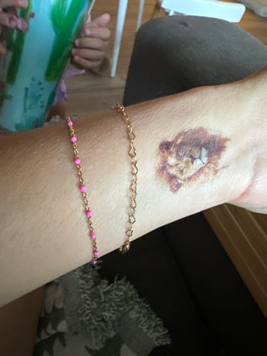 Customer photo review of mommy + me pink daisy bracelets