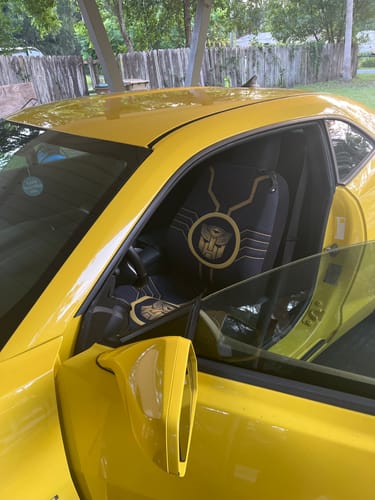 Customer photo review of Gold and Black Transformers Autobots Logo Car Seat Covers Custom For Fans Style 2 213101