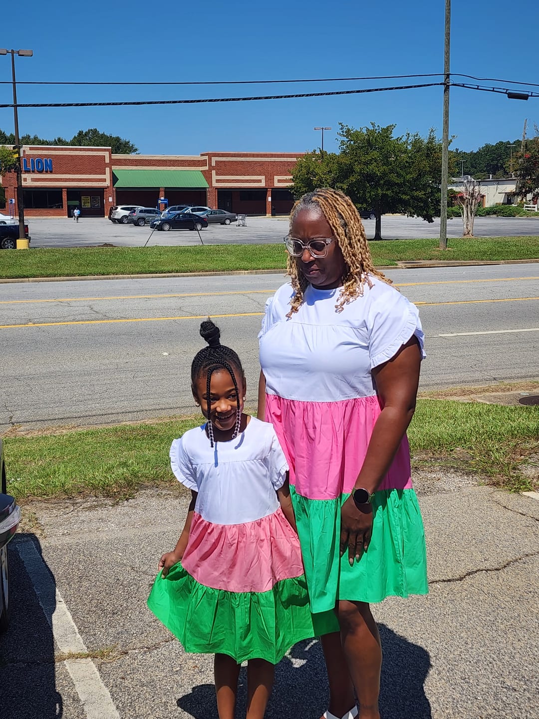 Customer photo review of Youth Fluttered Pink Green Dress