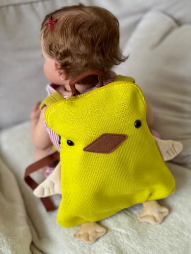 Customer photo review of Fluffy The Duckling Toddler Backpack
