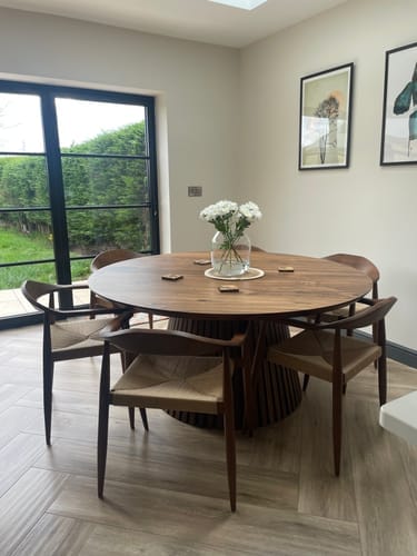 Customer photo review of Vivien Extendable Round Dining Table in Darker Walnut
